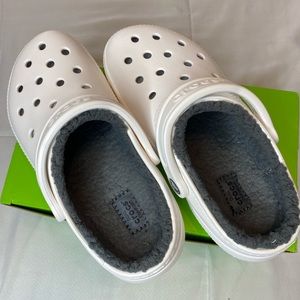 White Classic Lined Crocs